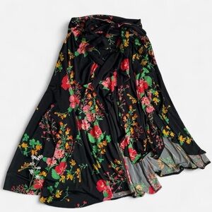 Black floral wrap skirt